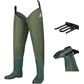FISHINGSIR Hip Waders for Men &amp; Women Waterproof Hip Boots 2-Ply Nylon/PVC | Lightweight, with Boot Hanger
