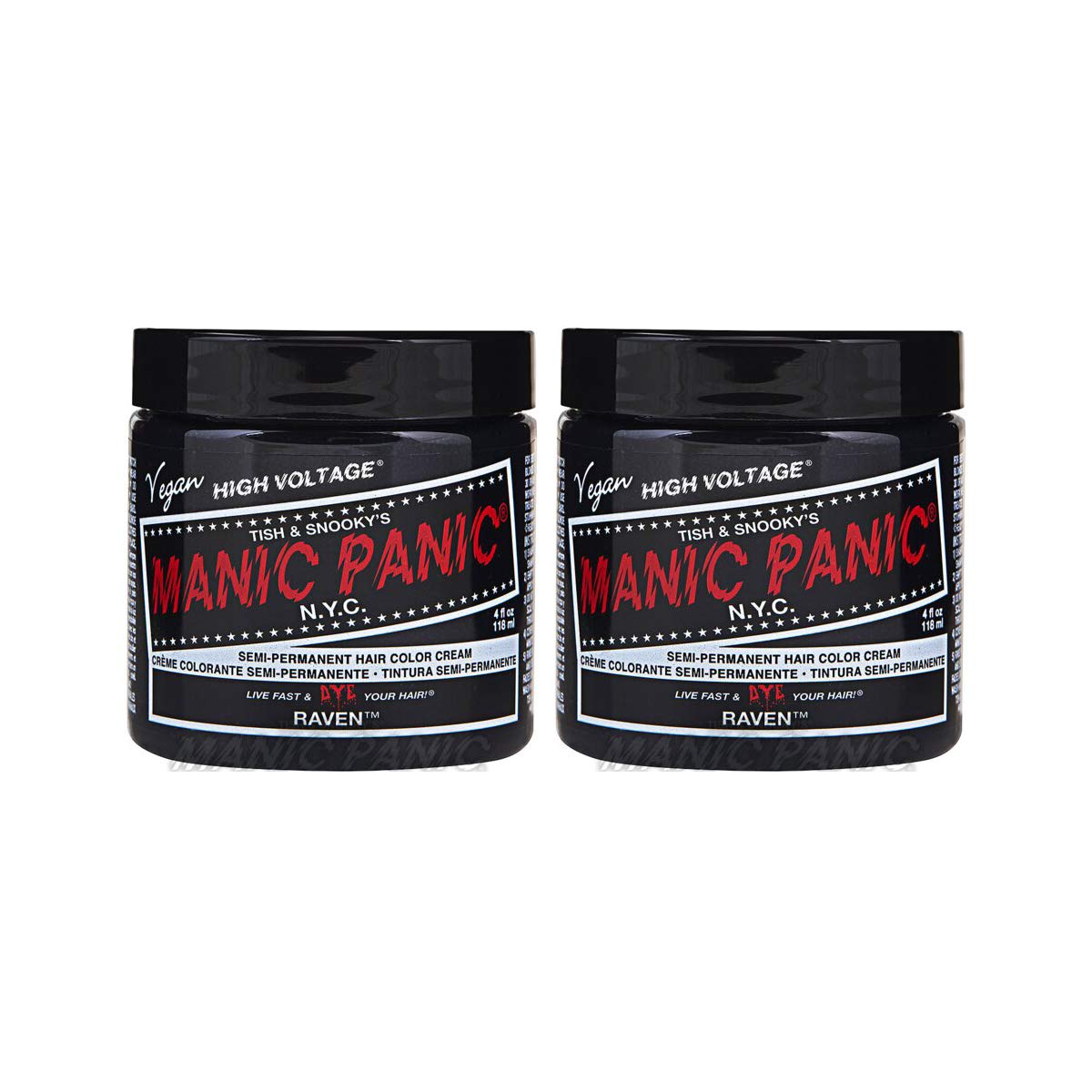 Manic Panic Raven Classic Creme, Vegan, Cruelty Free, Black Semi Permanent Hair Dye 2 x 118 ml — image 1