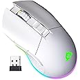 KLIM Blaze Rechargeable Wireless Gaming Mouse RGB + High-Precision Sensor & Long-Lasting Battery + 7 Customizable Buttons + Up to 10000 DPI + Wired and Wireless Mouse for PC Mac PS4 PS5 New 2024 White