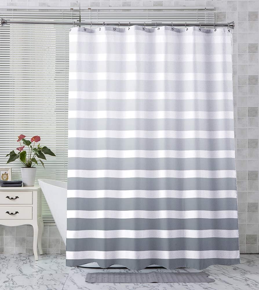 AmazerBath Fabric Shower Curtain, Grey Gradient Stripe Polyester Fabric Shower Curtains Decorative Curtains for Bathroom Hotel Quality, 72 X 72 Inches: Kitchen & Dining