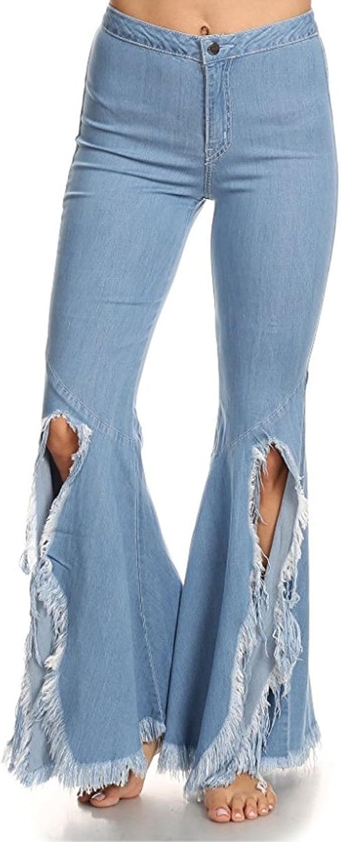 destroyed wide leg jeans
