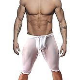 MIZOK Men's Fitness Mesh Shorts Yoga Capris See Through Jammer Swimsuit Beachwear