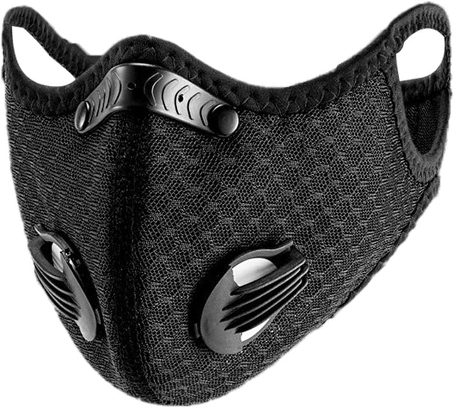 CARRYWON Black Cycling Sports Mask for Men,Washable Face Mask with Filter,Reusable Mouth-Muffle Dust Mask,Bicycle Respirator for Protection Outdoors Running Training &Motorcycle. …