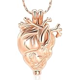 QGJNSGC Urn Necklace for Ashes Anatomical Heart Cremation Keepsake Memorial Lockets Cremation Jewelry Pendant Necklace for Ashes Holder for Women Men