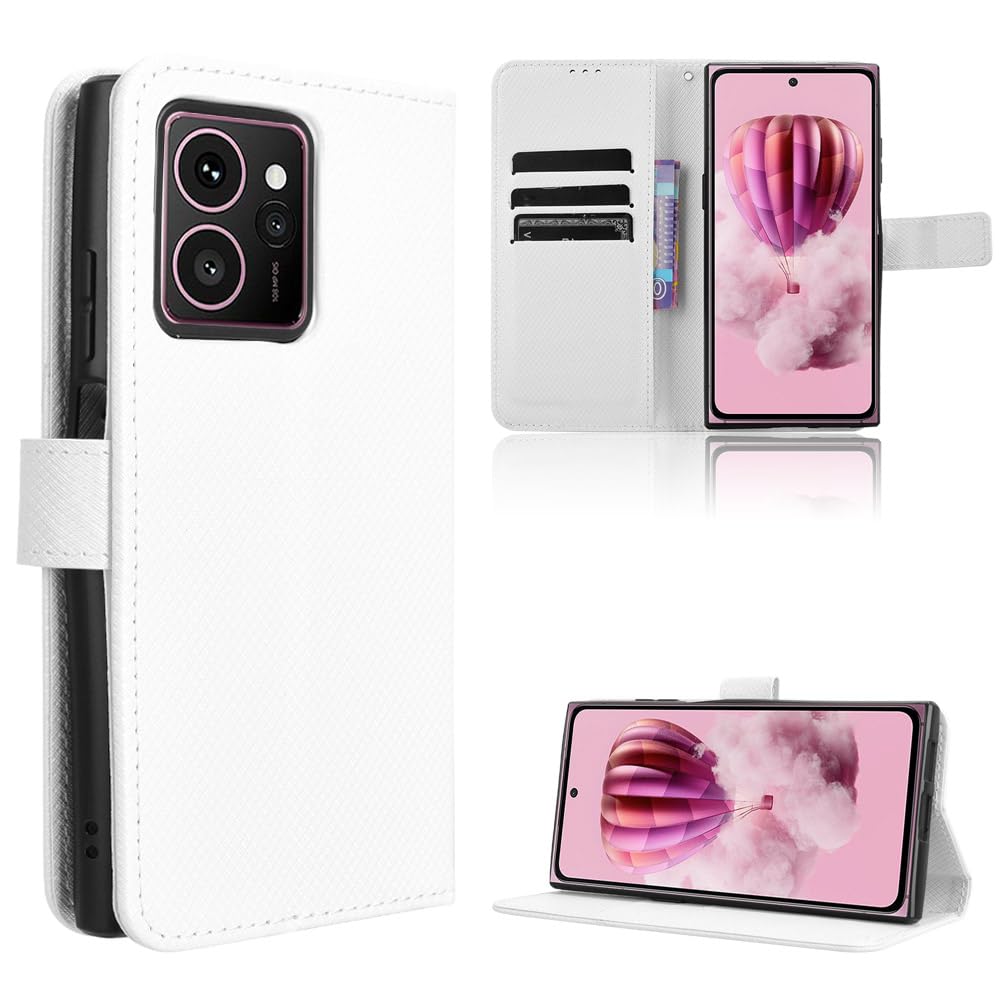 TIANYUE Wallet Case for HMD Skyline, diamond pattern Wallet PU Leather Phone, with Card Holder Kickstand Magnetic Closure Cover for HMD Skyline-White