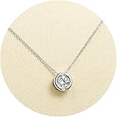WOAINI 1 Carat Moissanite Solitaire Pendant Necklace in 925 Sterling Silver, Adjustable Necklaces Pendant Bezel-Set with Moissanite, 18"+2", Diamond-Alternative Jewelry Gift for Women