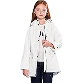 SOLOCOTE Kids Rain Jacket Hooded Lined Rubber RainCoats for Girls Boys Waterproof Windproof Size 5-14Y