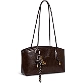 HiTotes Solid Color Shoulder Bag Retro Handbag Purse for Women Fall Bags Chocolate Brown Purse with Zipper