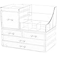 Cq acrylic 2 Pack Clear Make up Organizer Countertop,Stackable 5 Drawers Makeup Storage,Cute Vanity Organizers for dresser Hair Clip,Jewelry,Beauty Product Desk and Bathroom Organizers and Storage