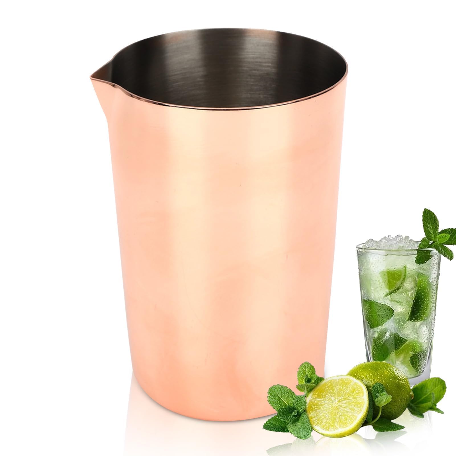 Cocktail Shaker Tins Weighted, 500ml Cocktail Mixing Glass Stainless Steel Cocktail Mixing Jug Cocktail Mixer Cocktail Pitcher for Bartending and Bartender Cocktail Pitcher(Rose Gold)