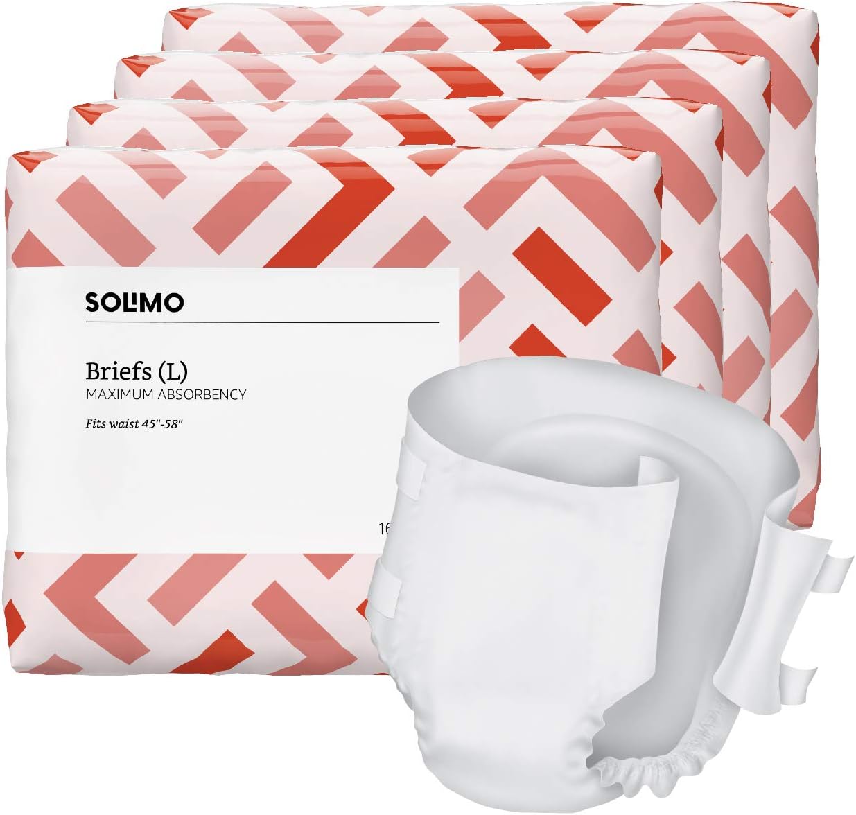  Brand - Solimo Incontinence Adult Diaper Briefs for Men and Women, Maximum Absorbency, Large, 64 Count (4 packs of 16): Health & Personal Care