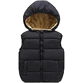 YAGATA Toddler Puffer Vest Boys Girls Fleece Vest Puffy Toddler Boy Sleeveless Jacket Coat with Removable Hood