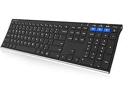 Arteck Universal Bluetooth Keyboard Multi-Device Stainless Steel Full Size Wireless Keyboard for Windows, iOS, Android, Compu