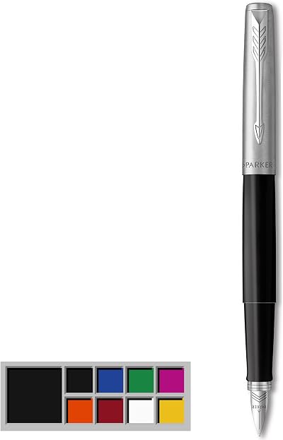 ParkER Jotter Originals Fountain Pen Classic Black Medium Nib Blue Ink