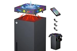 ZAONOOL RGB Cooling Fan for Xbox Series X with Remote and 3 Controller & Headset Holders, Fan Cooling System with 200+ LED Light Modes, High Speed Top Cooler Fan for Xbox Series X Console Accessories
