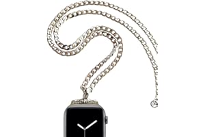 USEE TECH Stainless Steel Chain Necklace Smartwatch Band 38mm Series 3 2 1 / 40mm Series 4 New Polished Silver Metal Curb Cuban Strap Rope Neckband Replacement Accessories Wearable Technology Women Men