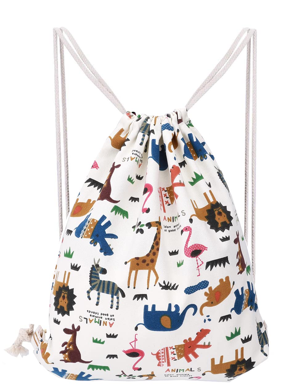 Amoyie Canvas Drawstring Bag Casual Backpack Fabric