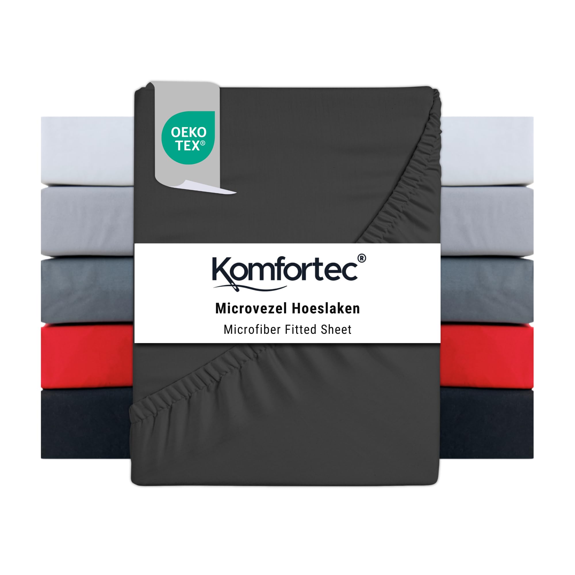 Komfortec Microfibre Fitted Sheet 90 x 200 cm Soft Fitted Sheet with Elasticated Edging for Mattresses up to 30 cm Anthracite Oeko-Tex Easy Care and Skin-Friendly 90 g/m²