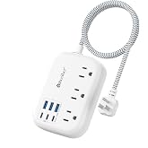 Beeiker Short Extension Cord 2 Foot Travel Power Strip 6 USB 3 Outlets | 6 USB,3 USB C,24W USB Charging Station,2ft Small Extension Cord,Flat Plug, Surge Protector,For Travel Home College Dorm,13A