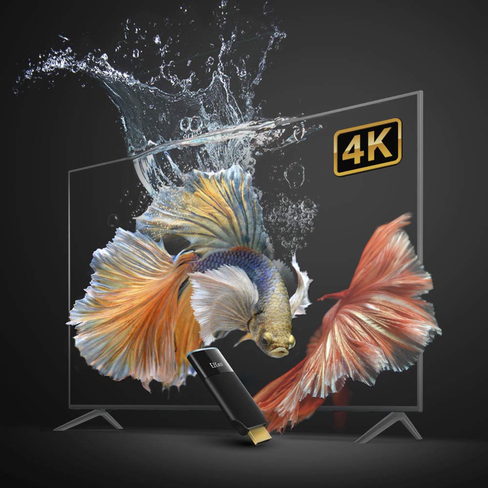 EZCast 2 Wireless Display Receiver, H.265 decoding, 4K Output, Supports 2.4/5GHZ WiFi, Compatible with Android, iOS, Windows, MacOS, DLNA, Miracast, Airplay mirroring