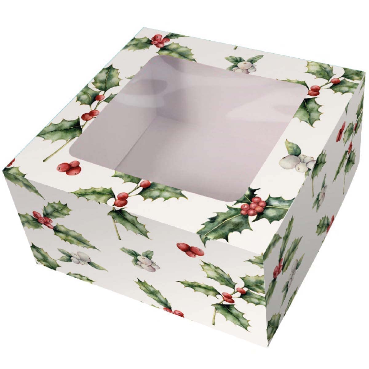 Art of Cake ® Christmas Cake box/Holly Cake Box - 8'' X 8" x 4'' - Pack of 5