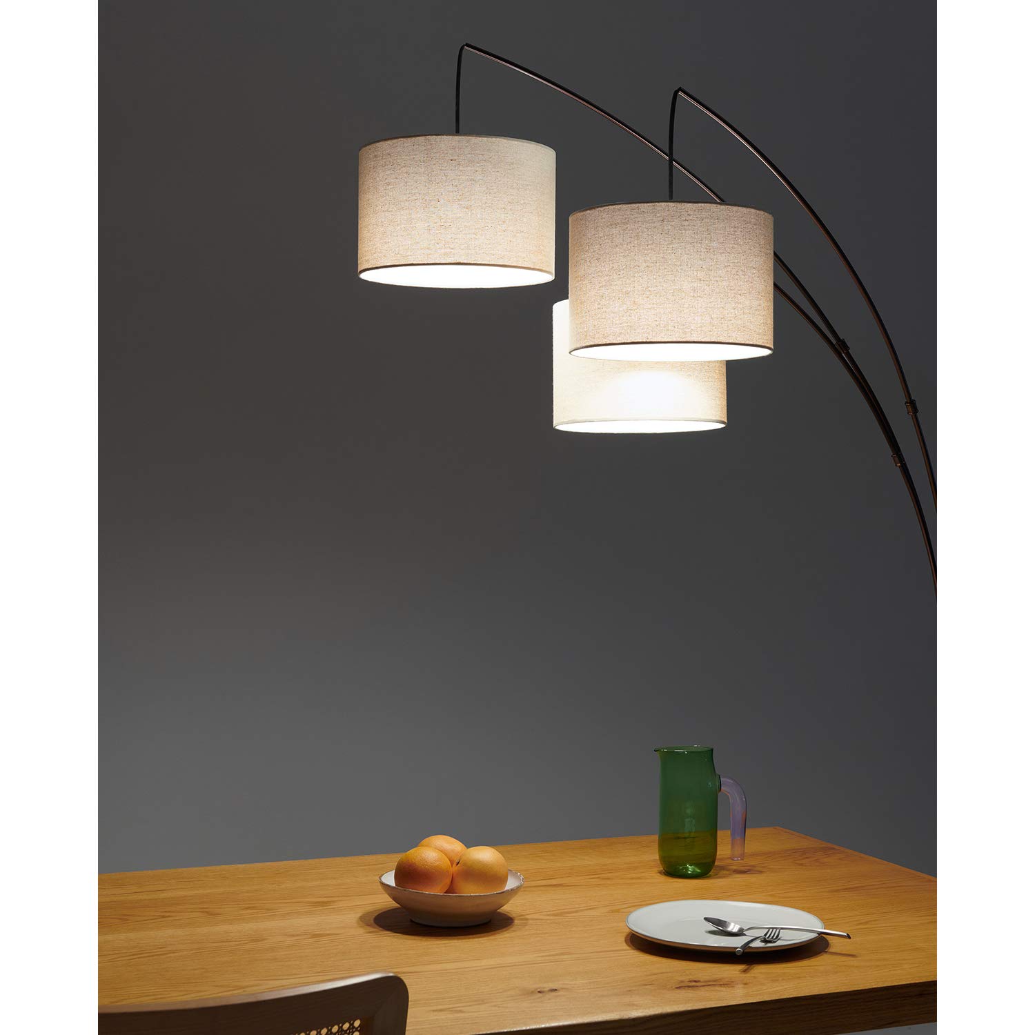 Brightech Trilage Arc Floor Lamp for Living Room, Multi Head Tree Floor Lamp for Bedroom, 3 Lights Standing Lamps Hanging Over The Couch - Oil Rubbed Bronze