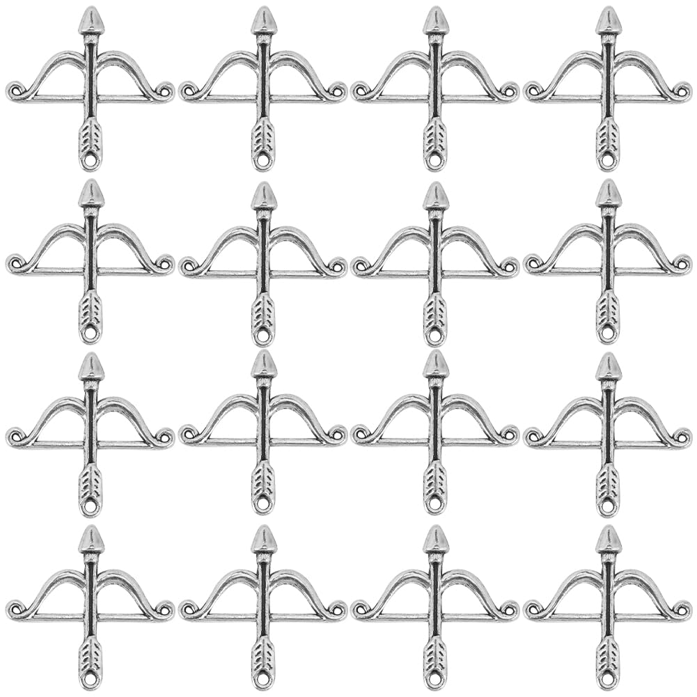 SUNNYCLUE 1 Box 60Pcs Valentine Charms Bow and Arrow Charms Alloy Antique Silver Tibetan Loop Vintage Charm Collection Bulk for jewellery Making Charms Earring Necklace Bracelet Keychain DIY Crafting