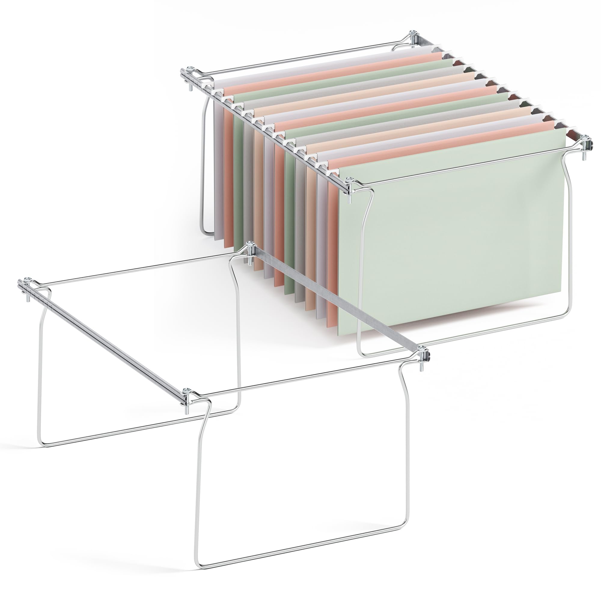 Photo 1 of SUNEE Hanging File Folder Frame, Letter Size Files Holder Bars, Adjustable File Cabinet Rails 13.5 to 17.5 Inches, Set of 2