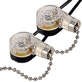 Pull Chain Switch Zing Ear ZE-109 Ceiling Fan Switch Ceiling Fan Light Lamp Replacement 2 Pack Nickel
