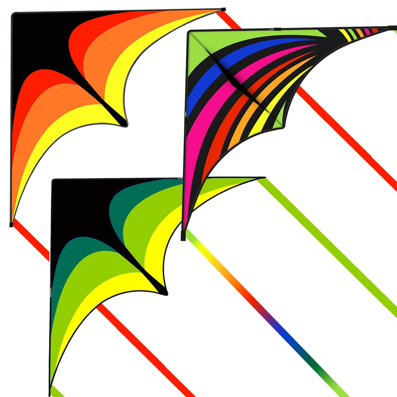 3 Pack Delta Kites for Adults, Easy to Fly Beach Kite for Kids Ages 4-12