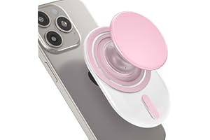 AUROX Magnetic Phone Grip Holder for Magsafe Phone Grip, Expandable Collapsible Phone Grip Stand Holder with Kickstand for Magsafe Stand Compatible with iPhone 16 15 14 13 12 Series, Transparent Pink