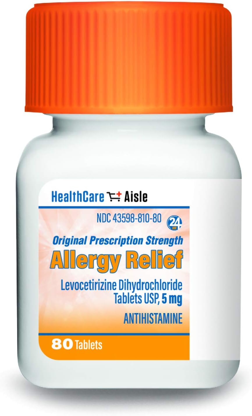 HealthCareAisle Allergy Relief Levocetirizine Dihydrochloride Tablets, USP | 24 Hour Allergy Relief | 5 mg | 80 Count: Health & Personal Care