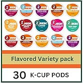 30 Count - Flavored Variety Pack Coffee Pods K Cup Sampler &ndash; Hazelnut, Cinnamon , Pecan, Caramel, Vanilla &amp; Toffeenut. Turtle Love, Candy'd Almond, Caramel Me Crazy, S&rsquo;mores, French Vanilla &amp; Hazelnut for Keurig Brewers