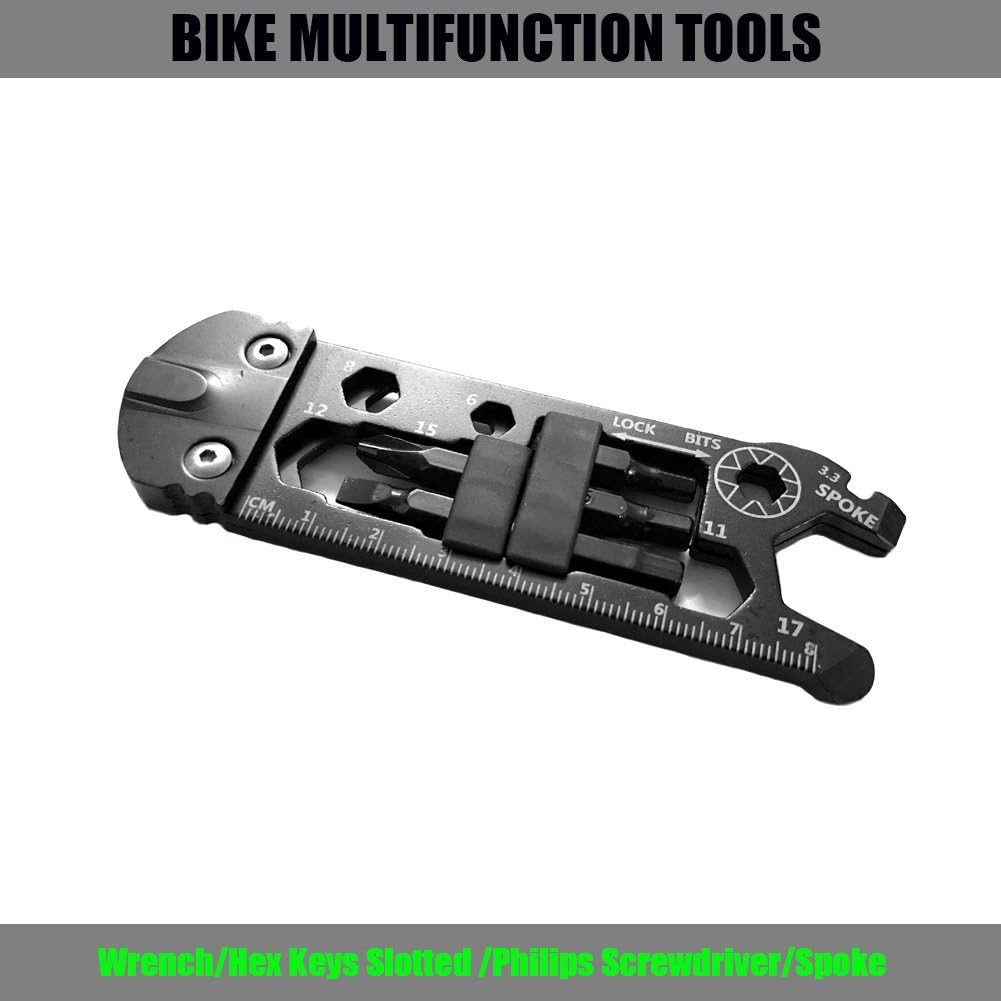 Qukey Bike Multifunction Tools, Cycle Repair Multi Tool Kit Wrench/Hex Keys Slotted/Philips Screwdriver/Spoke