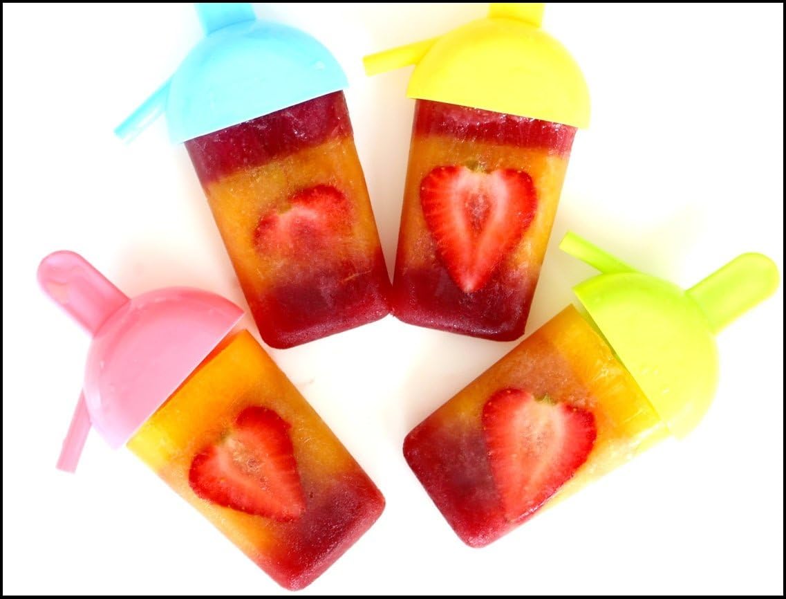 Colourful Juicy Popsicle Molds for Kids - Ice Pop Molds with Sipper Straws