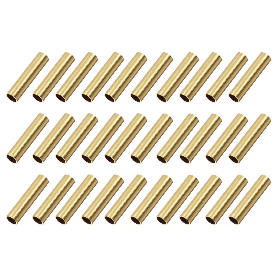 sourcing map Brass Round Tube, 7mm OD 0.5mm Wall Thickness 30mm Length Seamless Pipe Tubing for DIY Crafts 30 Pcs