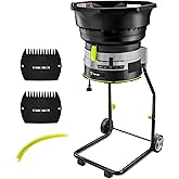 Electric Leaf Mulcher/Shredder: DEKOPRO 15-Amp 8200RPM Motor for 17:1 Reduction Ratio, Adjustable Control Dia with Leaf Scoops Spade and 20 Cutting Lines