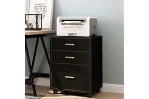 DlandHome 3-Drawer Lockable Vertical File Cabinet Mobile Filing Cabinet with Lockable Casters, Convenient Storage Space Savin