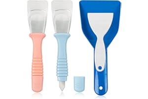 2PCS Stainless Steel Ice Scraper for Freezer with 2PCS Plastic Ergonomic Ice Scraper and Deicing Tool, Double Headed Defrosti