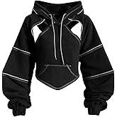 Pooyikoi Crop Hip Hop Hoodies Women Pullover Spring Autumn Cutout Backless Bandage Short Hooded Sweatshirt Tracksuit