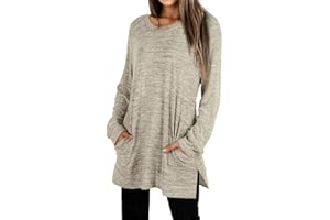 XIEERDUO Womens Casual Sweatshirts Long Sleeve Shirts Oversized With Pocket Tunic Tops S-2XL
