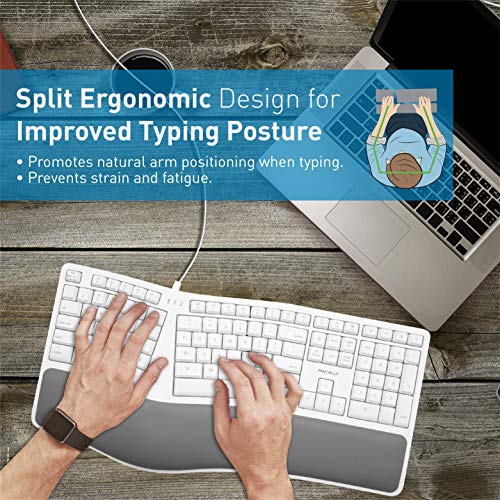 Macally Mac Wired Keyboard with Wrist Rest - Natural and Comfortable Typing - Split Ergonomic Keyboard for Mac with 110… - Image 2