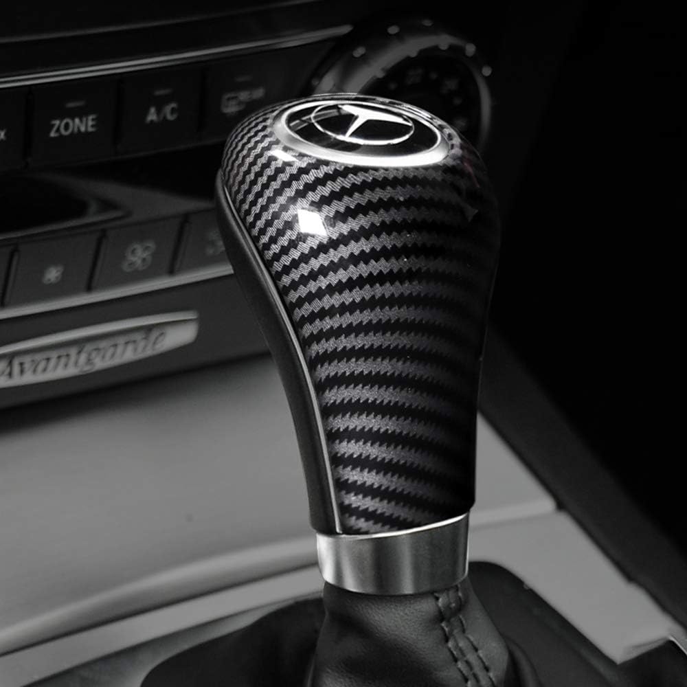 LLKUANG Carbon Fiber Style Gear Shift Knob Head Cover for Mercedes Benz