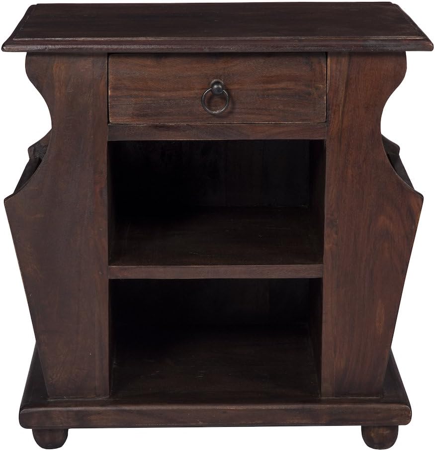 Stylla LondonDesigner Solid Sheesham Wood End Table Magazine Rack Telephone Table I End Table with Magazine Rack I