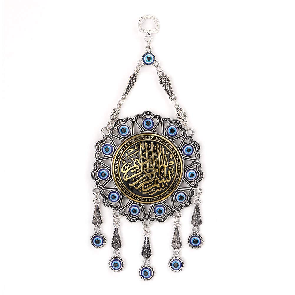 Hztyyier Turkish Blue Evil Eye Beads Ornament Amulet Delicate Blue Glass Pendant Home Lucky Protection Wall Hanging Decor - Style CHamsa Wall Decor Crafts Crafts