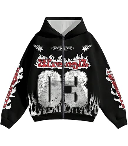 Amazon.com: OANTGM Zip Up Hoodie Grunge Jackets Streetwear Y2k
