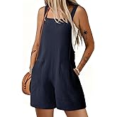 Dokotoo Women's Casual Rompers Loose Overalls One Piece Sleeveless Wide Leg Short Pant Jumpsuits With Pockets