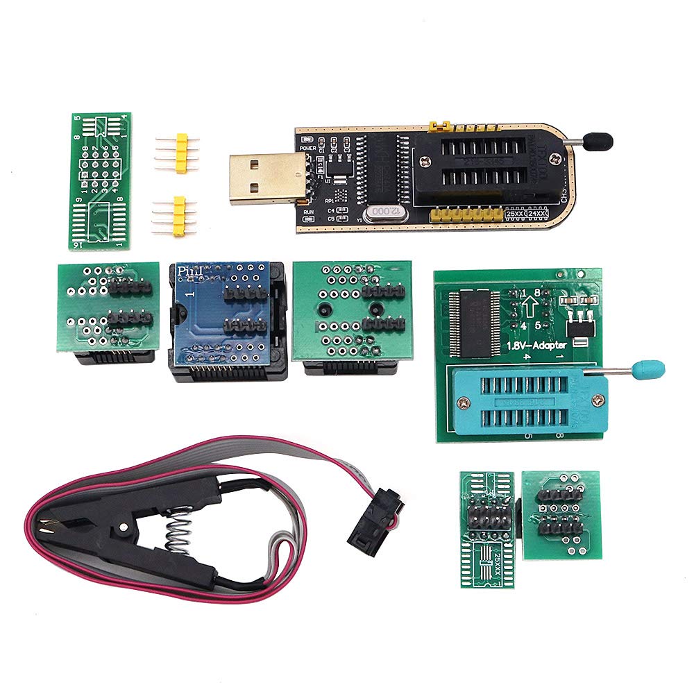DollaTek Programmer Ch341A + SOP8 to DIP8 + 1.8V Adapter + SOP8 to DIP8 Socket + SOP8 clip