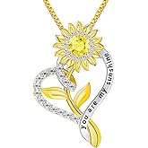 Anniversary Birthday Gifts for Women Wife Sunflower Necklace for Women Gold Plated S925 Heart Pendant Necklace Moissanite Necklace You Are My Sunshine Valentines Christmas Mothers Day Gifts Jewelry for Her Daughter Mom