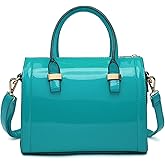 Shiny Patent Faux Leather Handbags Barrel Top Handle Purse Satchel Bag Shoulder Bag for Women